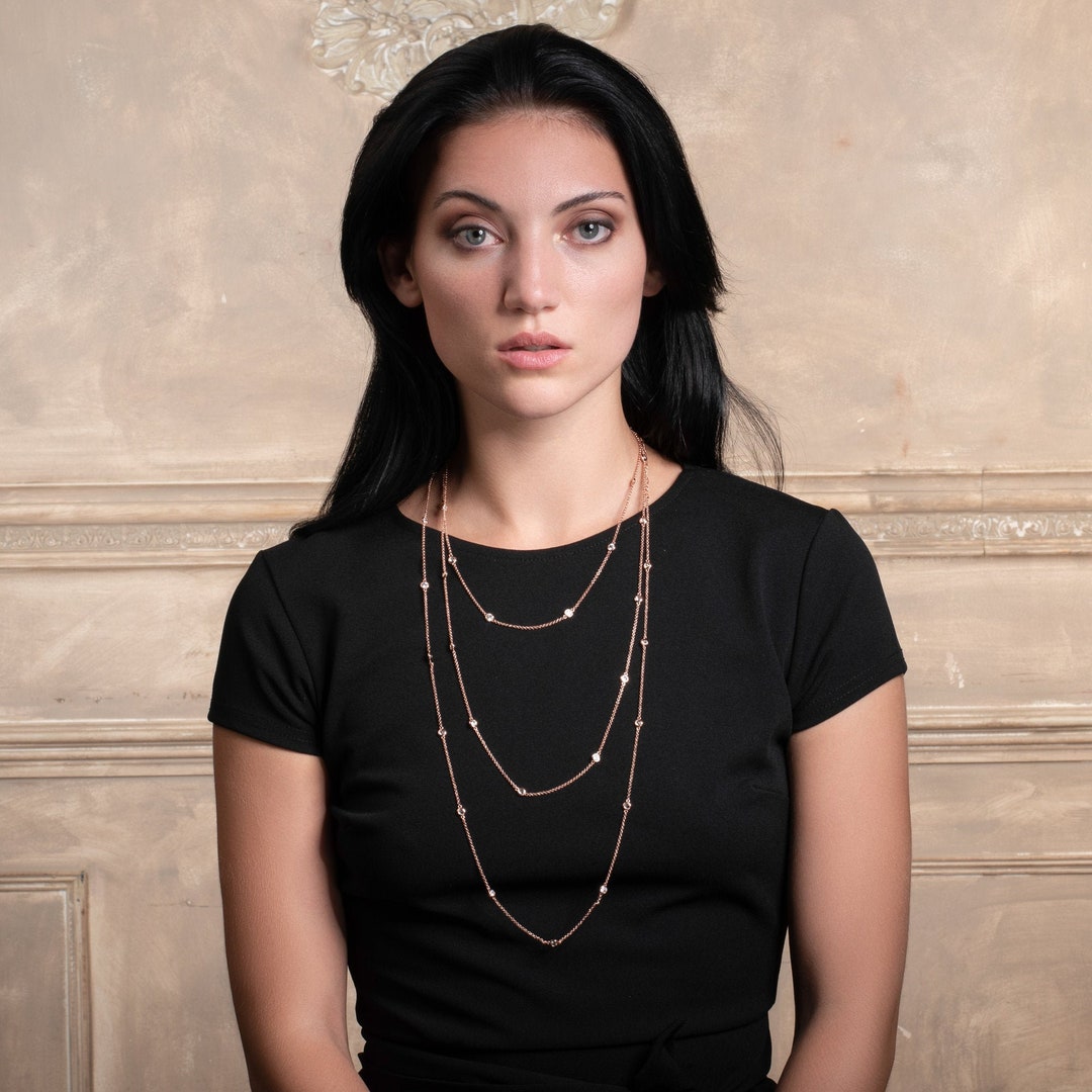 Long Rose Gold Chain Necklace for Women, 18 24 or 32 Inch Long Chain