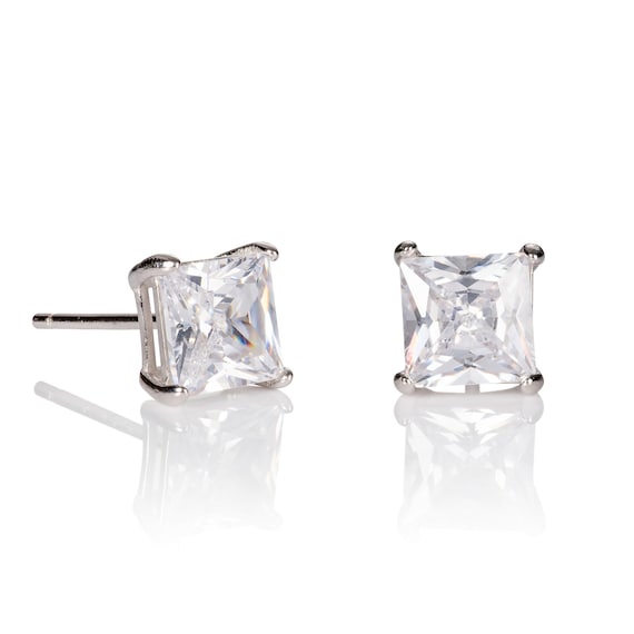 10 Paia Uomo Piazza Diamante Stud Orecchini Argento Nero Cubic Zirconia Ragazzi Orecchini Uomo Piazza Stud Orecchini per Uomini Donne Ragazze 8MM
