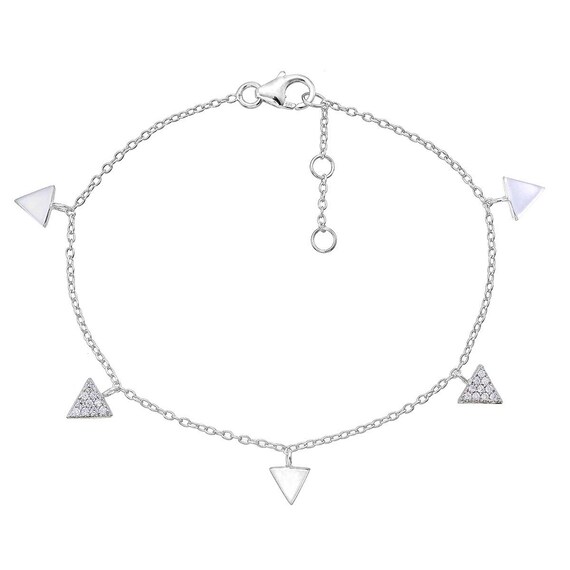 ブレスレット Triangle Bracelet #5995 925 Sterling Silver Triangle Charm Bracelet for Women