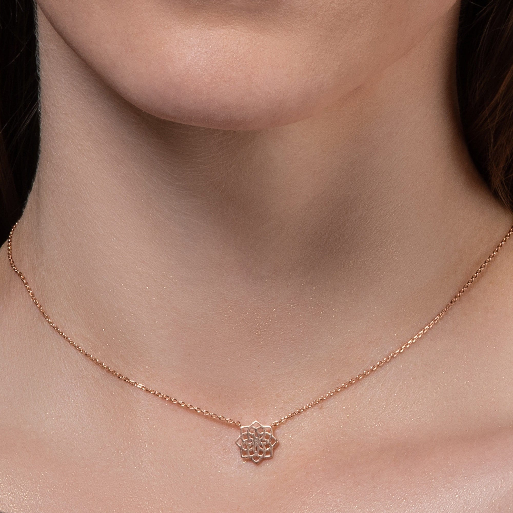 Rose Gold Mandala Pendant Necklace for 