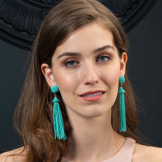 Teal Fringe Earrings  Bohemian Earrings  Duster Earrings  Lulus