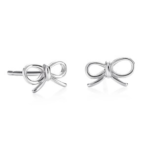 Zierliche Schleifen-Ohrstecker aus rhodiniertem 925er Sterlingsilber Bild 2