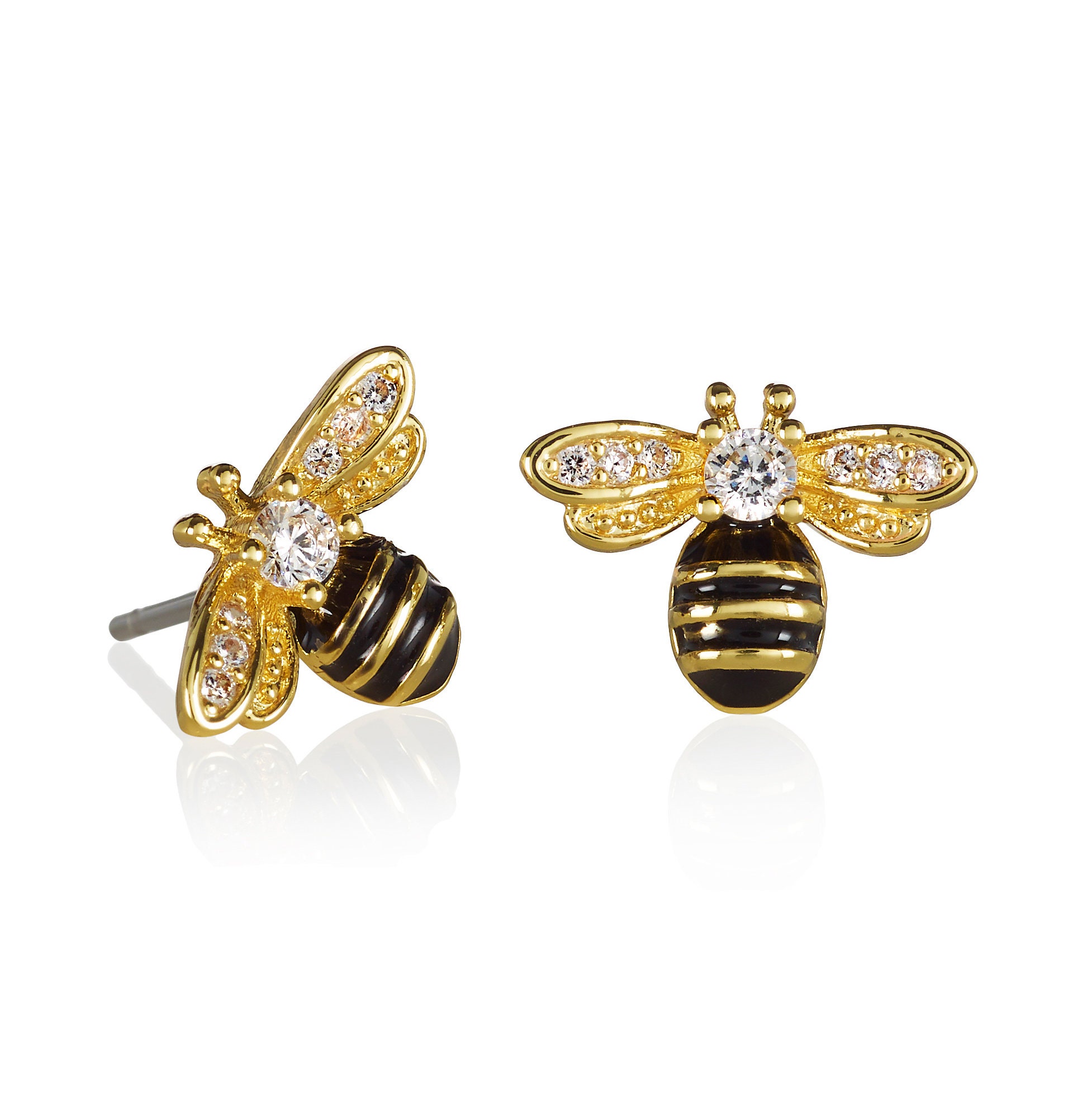 Gold Bee Earrings for Women Gold Plated Bumble Bee Stud - Etsy UK