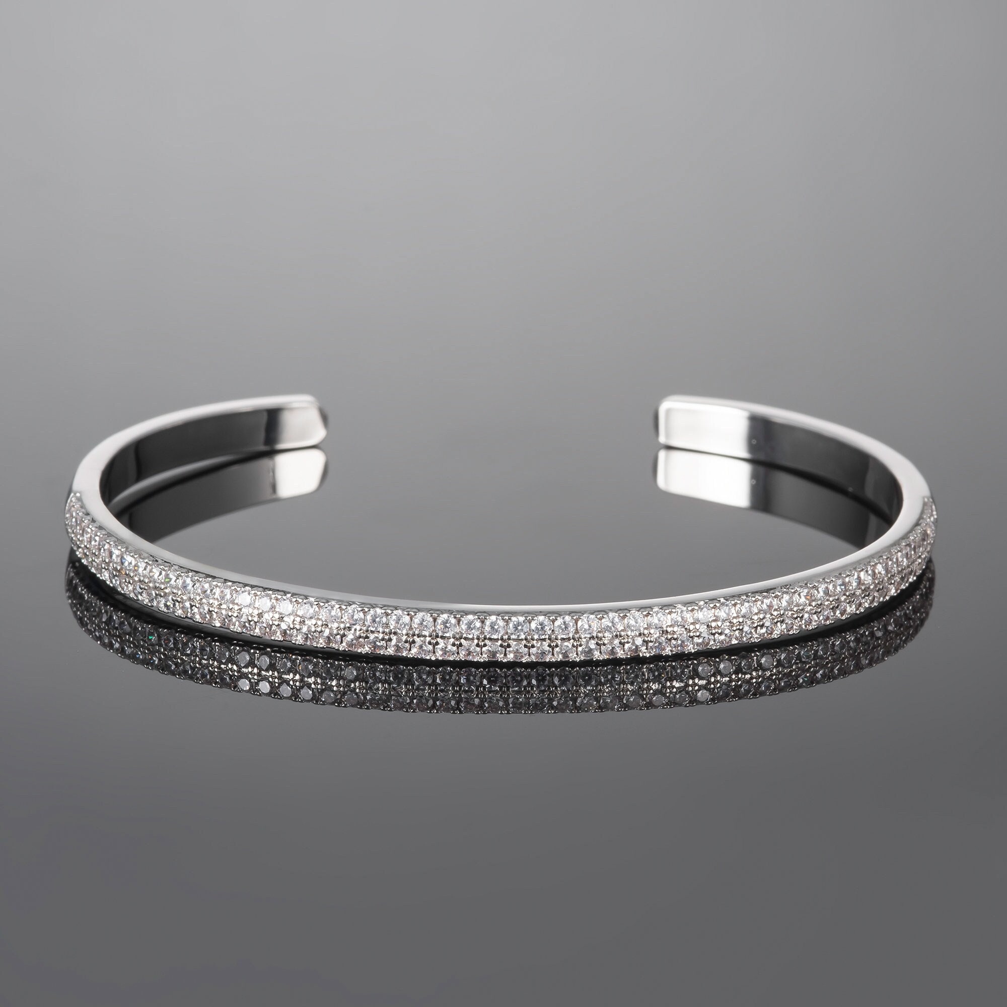 Greatera Trendy Cubic Zirconia Rhinestone Stainless Steel Bangles Bracelets  for Women Silver Color Metal Bracelet Jewelry 2023