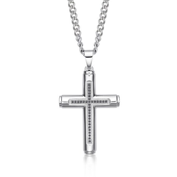 Estendly - Collar De Cruz Para Hombre, Cadena De Cruz De Acero