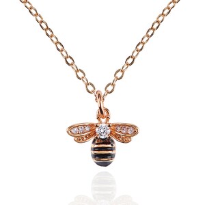 Rose Gold Bee Necklace for Women and Teenage Girls, Rose Gold Bumble Bee Pendant Necklace for Women, Rose Gold Honey Bee Necklace for Women image 2