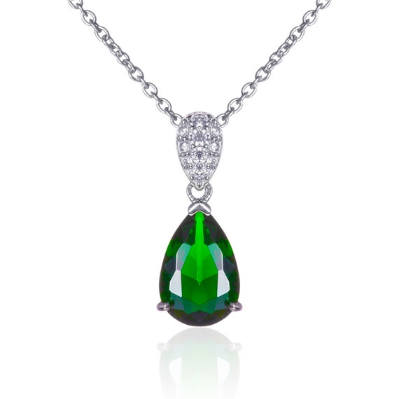 Collana Tuscany Silver Con Pendente A Goccia E Zircone, Argento 925 Placcato Rodio, 46 Cm