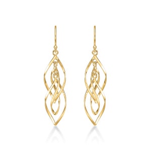 Gold Plated Sliver Long Spiral Dangling Earrings For Women, Gold Plated Dangling Spiral 925 Sterling Silver Twirl Earrings For Girls image 6