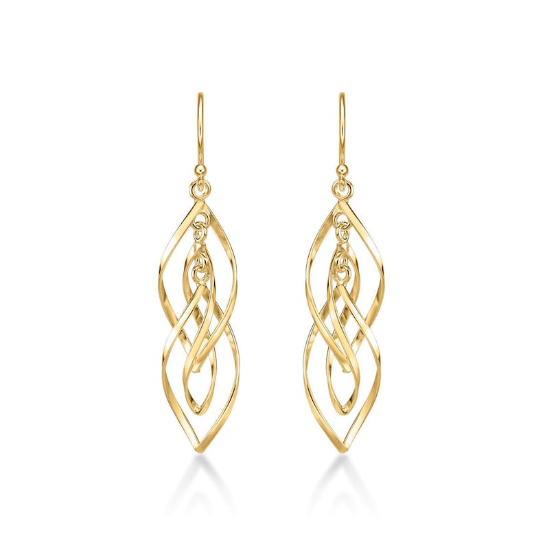 Gold Plated Sliver Long Spiral Dangling Earrings For Women, Gold Plated Dangling Spiral 925 Sterling Silver Twirl Earrings For Girls image 6