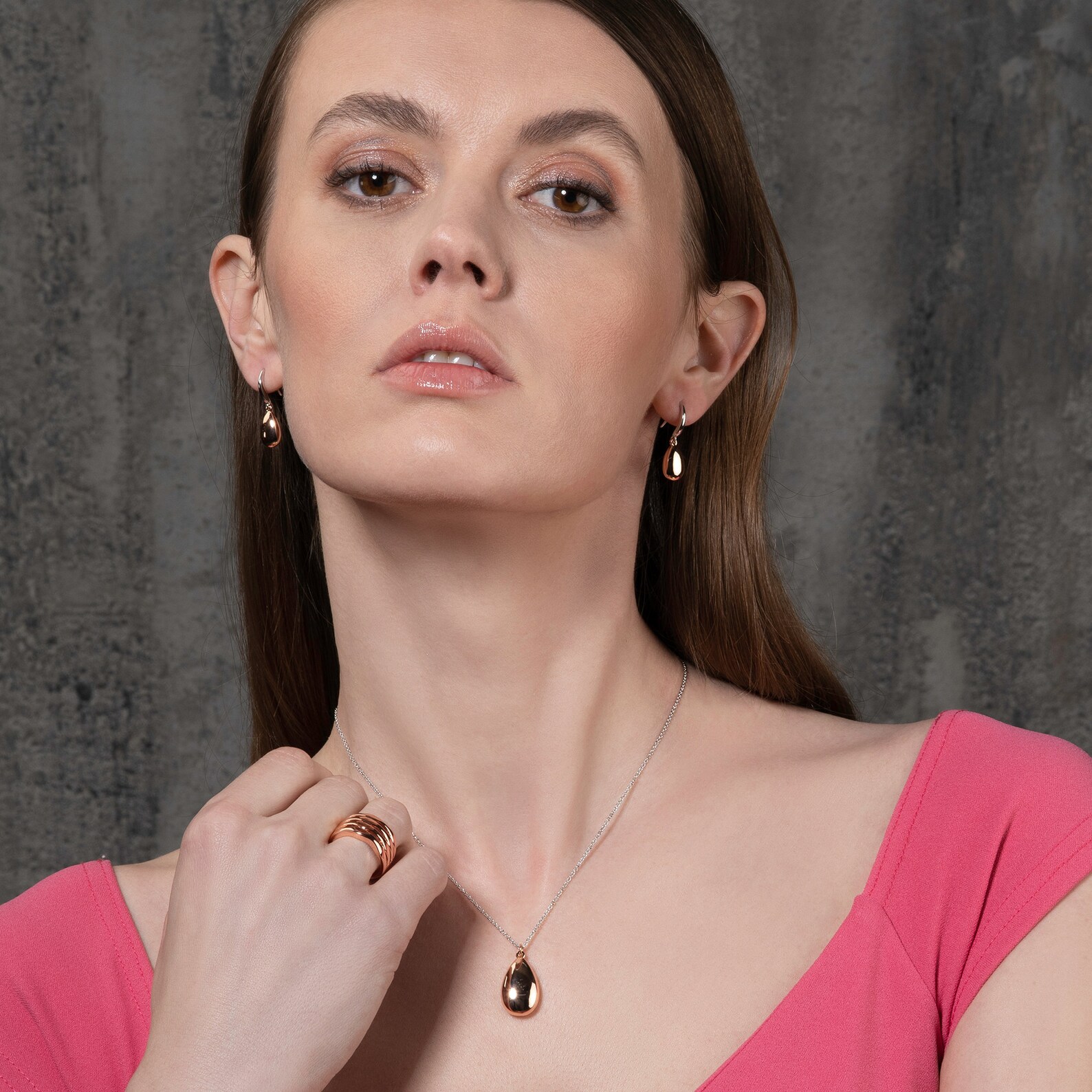 Silver and Rose Gold Teardrop Necklace Two Tone Drop Pendant Etsy UK