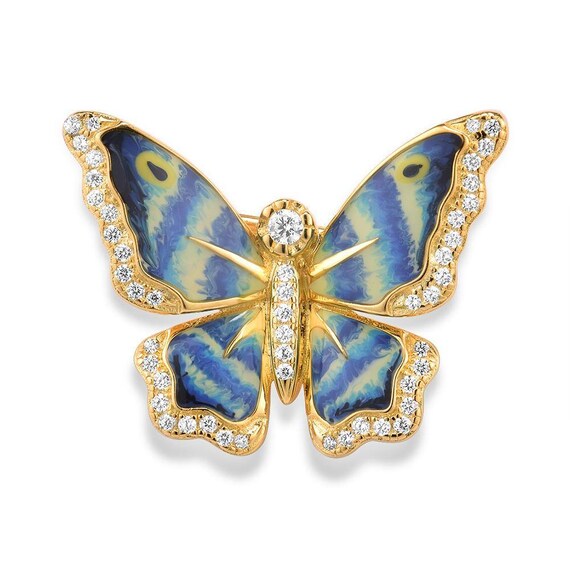 Gold Plated 925 Sterling Silver Butterfly Brooch for Women