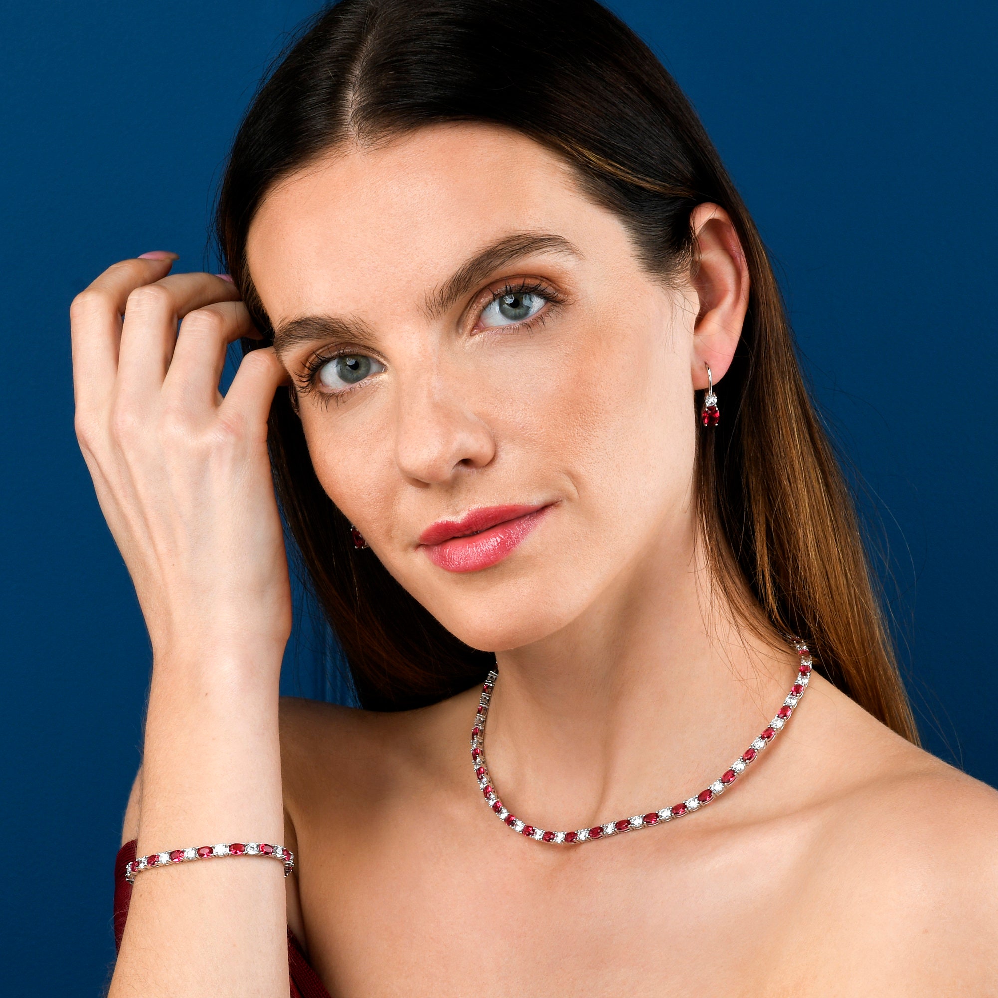 Mabina 553453 Collana Tennis Club argento 925 con zirconi e cuore rosa