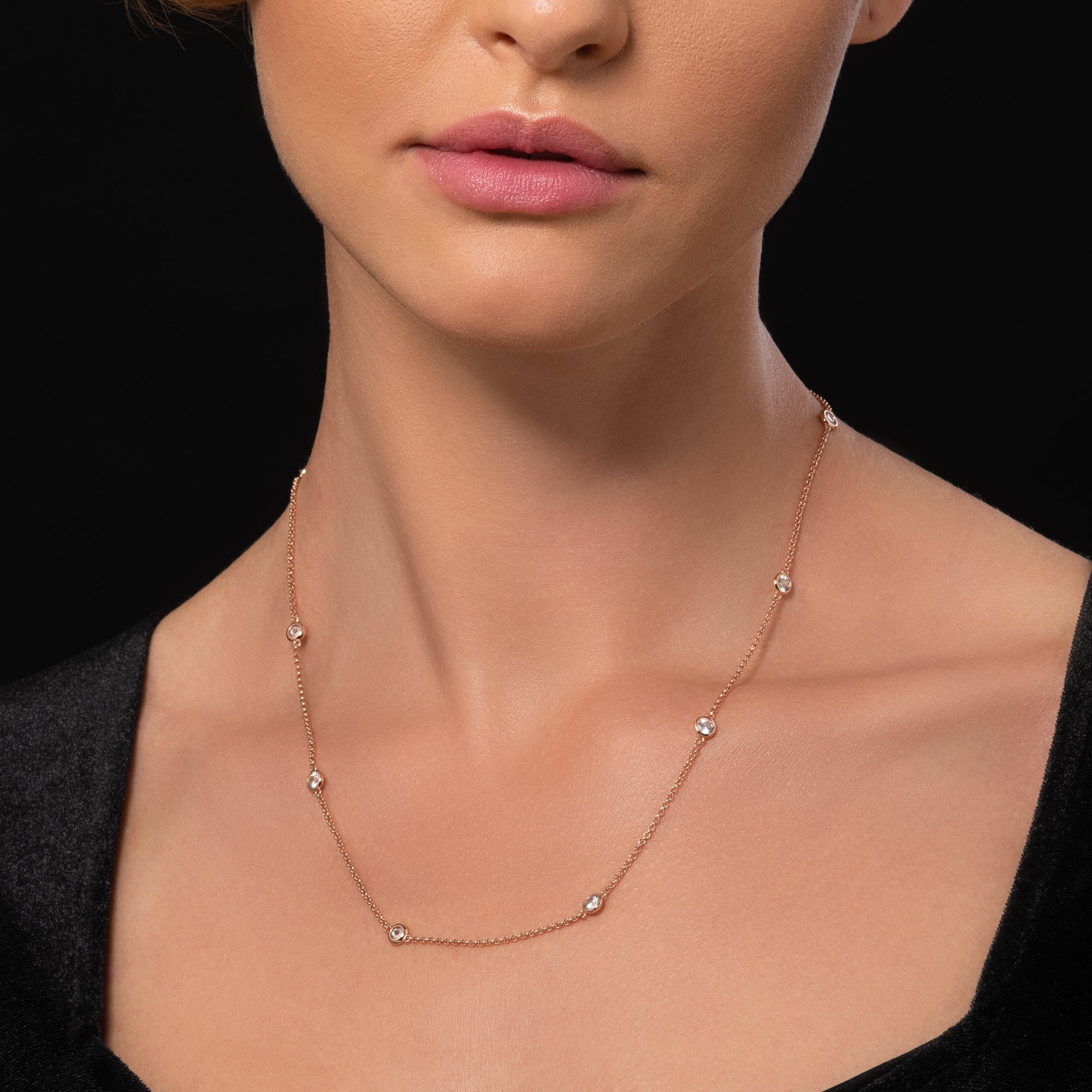 Long Rose Gold Chain Necklace for Women 
