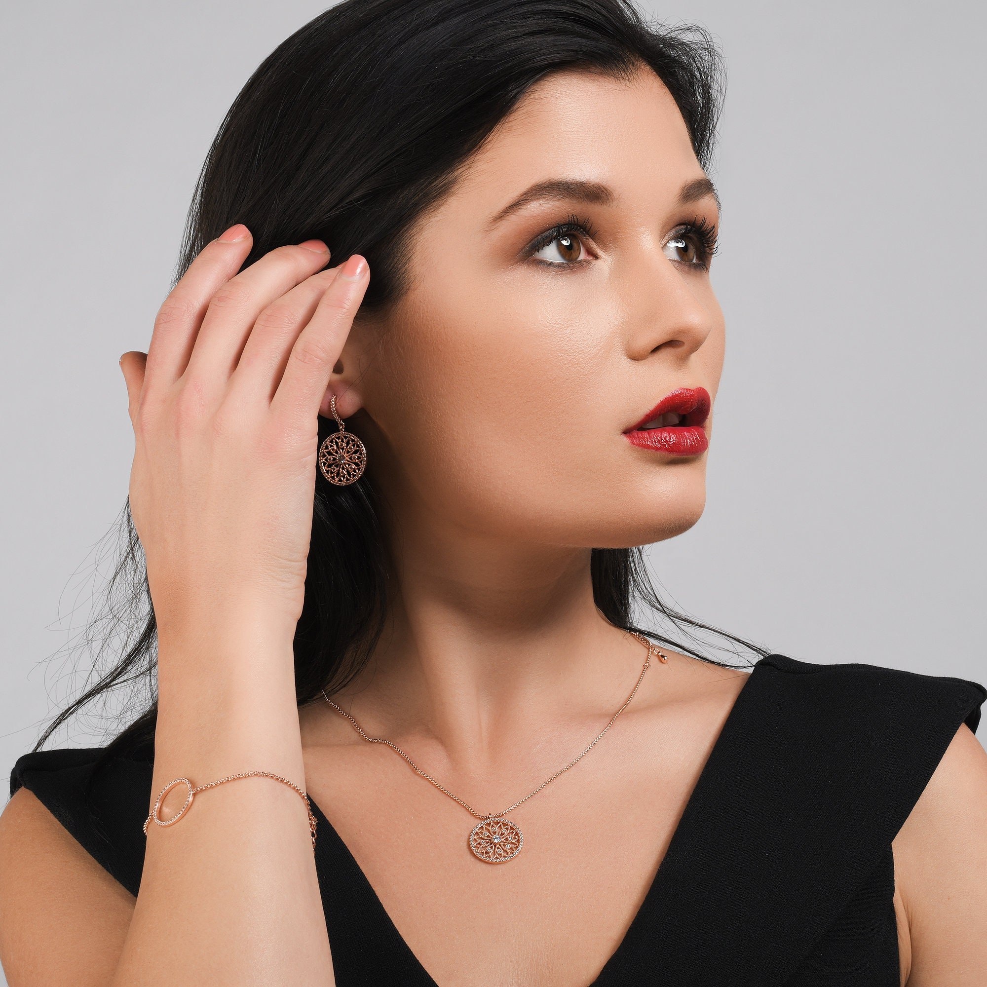 Rose Gold Filigree Earrings for Women Rose Gold Plated Dangle Etsy