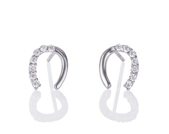 Orecchini a Borchia di Agrento Sterling 925 con Cuore e Ferro di