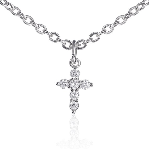 Silver Dainty Cross Pendant Necklace for Women Simple Necklace
