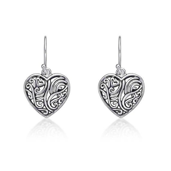 Arya Orecchini Donna pendenti con Cuore in Argento 925 Puntinato – 0141PN