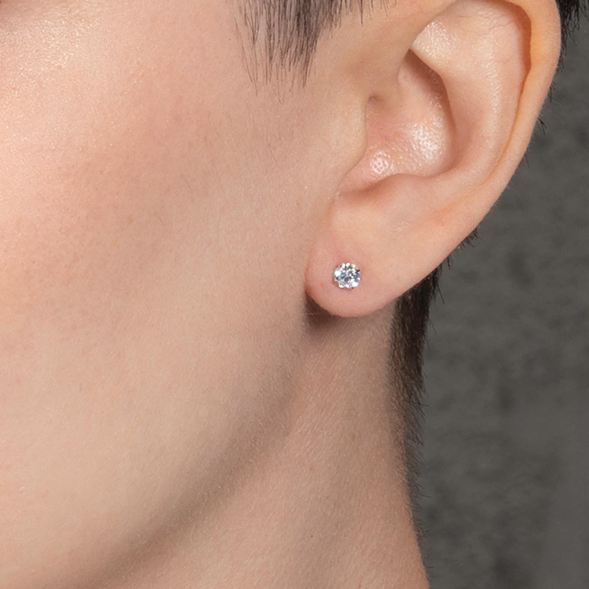 Orecchini a bottone solitario piccoli da 4 mm in argento sterling 925 per donna, piccoli orecchini a bottone con pietra singola e zirconi cubici rotondi da 4 mm