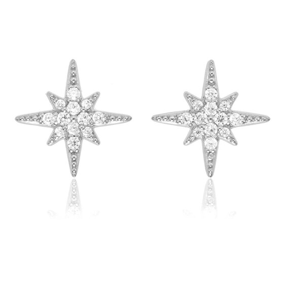 ■ENGBROX■ silver925 sparkling star cubic earring set EBEA2 Sparkling Star Stud Earrings With Cubic Zirconia in 925