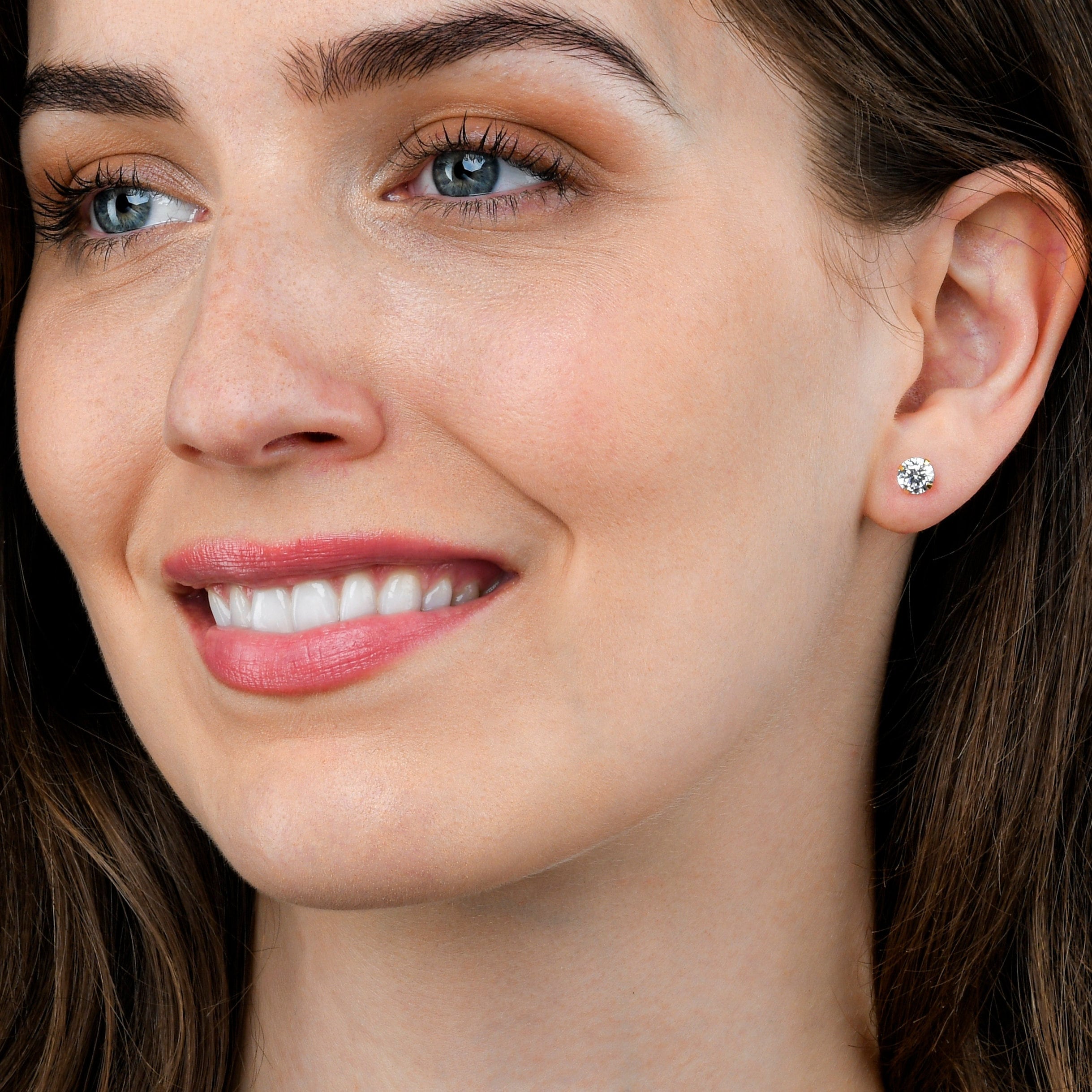 Orecchini A Bottone In Argento 925 Con Zirconi AAA 6 Mm | Colori Mese Di Nascita | Regalo Donna - 2