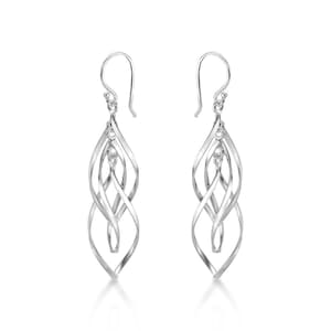 925 Sterling Silver Long Spiral Dangling Earrings For Women, Dangly Spiral Silver Twirl Earrings for Girls, Long Dangle Silver Earrings image 6