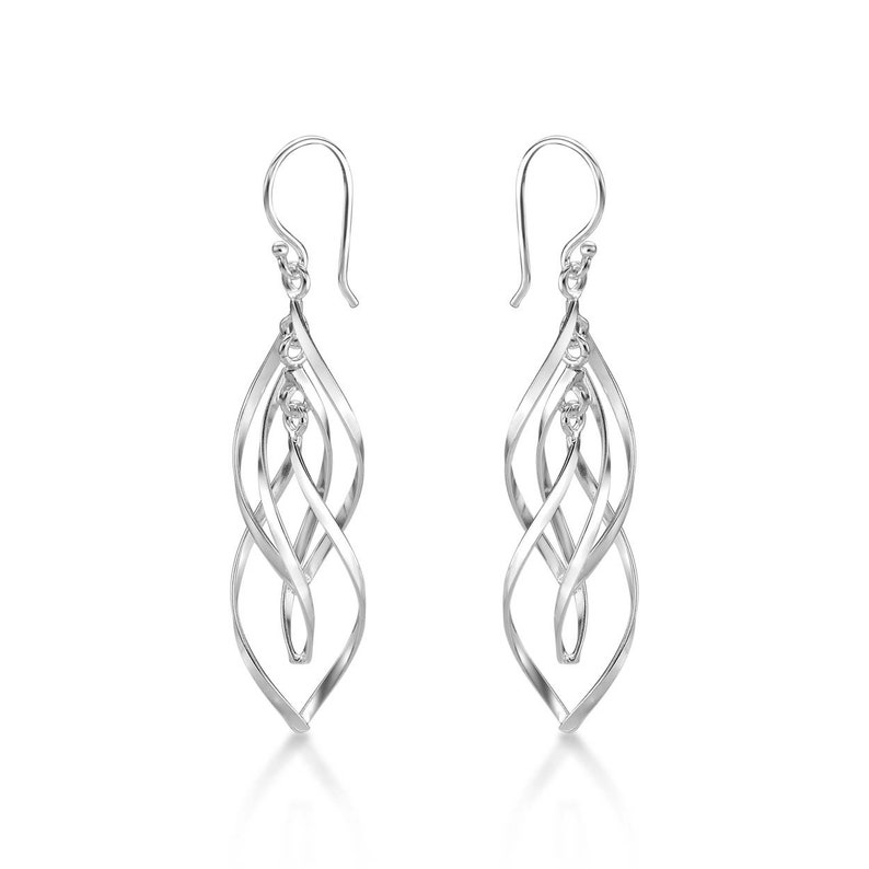 925 Sterling Silver Long Spiral Dangling Earrings For Women, Dangly Spiral Silver Twirl Earrings for Girls, Long Dangle Silver Earrings image 6