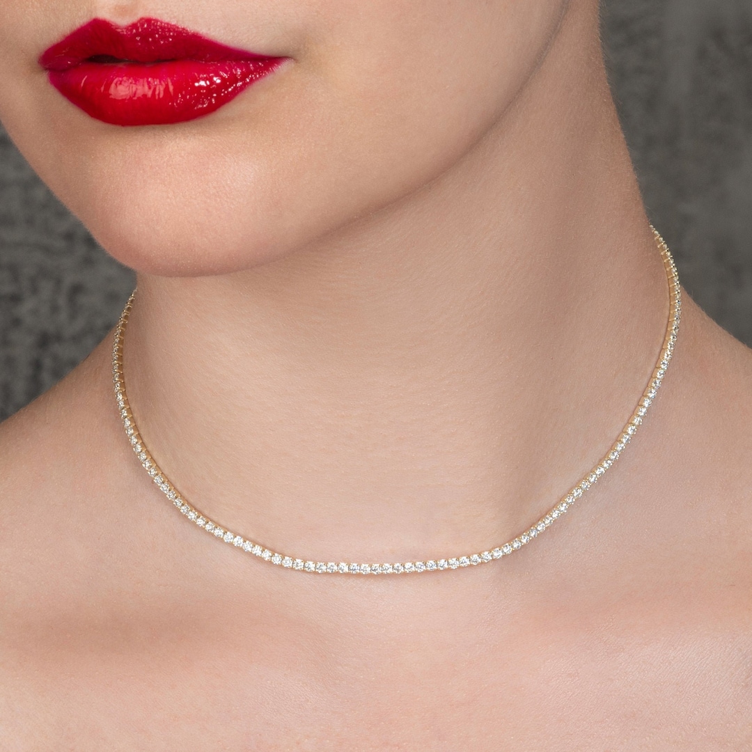 Collana Girocollo Doppia Stella Con Zirconi – Argento 925 Placcato Oro, Made In Spain, Catena Regolabile