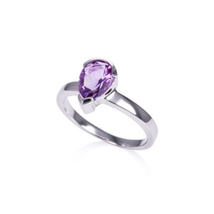 925 Sterling Silver Amethyst Ring For Women, Silver Ring with Pear-Shaped Amethyst Gemstone, Stylish Amethyst Ring For Girls in Silver image 2