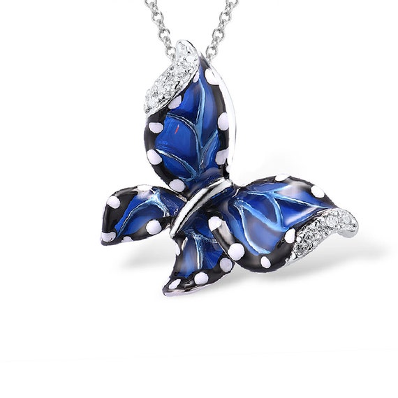  DianaL Boutique Silver Tone Beautiful Blue and Purple Butterfly Locket  Pendant Necklace with 24 Stainless Steel Chain: Clothing, Shoes & Jewelry