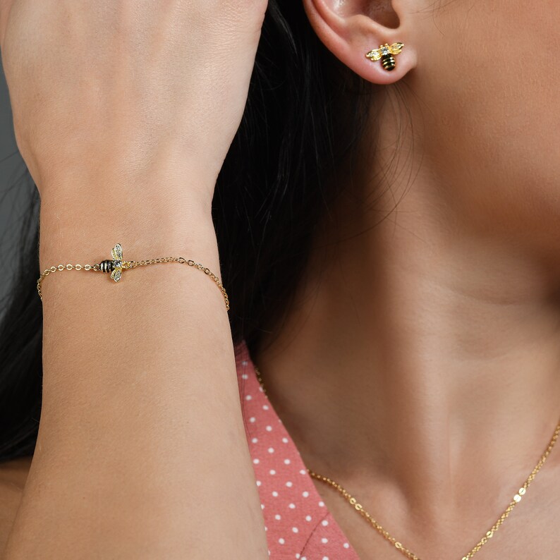 The Purple Bee Bracelet in Gold main image 0