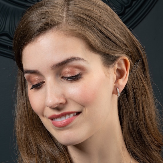 Silver rectangle hotsell hoop earrings