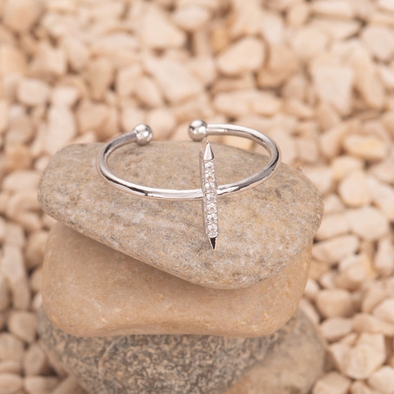 Bague barre fine pour femme bagues en argent pour femme avec zircone cubique. Bague pour femme sertie de zircons bagues ouvertes reglables pour fille Etsy France