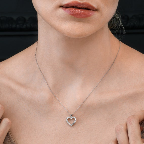 Ruby & Diamond Heart Pendant Necklace 14K Yellow Gold