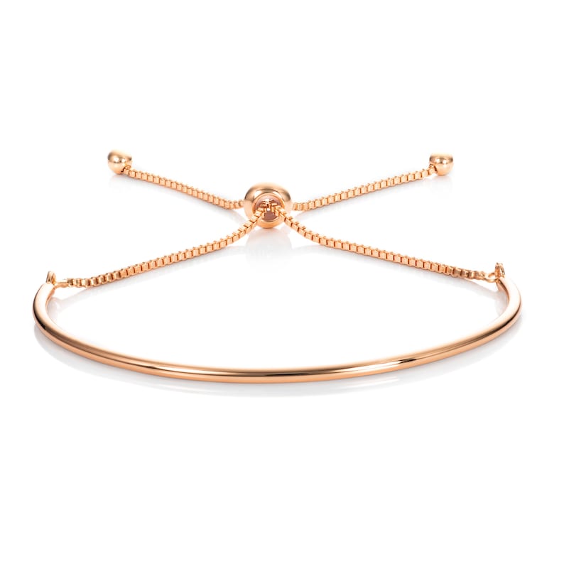 Adjustable Plain Dainty Rose Gold Bangle Bracelet for Women,Rose Gold Plated Bangle Bracelet with Adjustable Sliding Bead fastener For Girls image 2