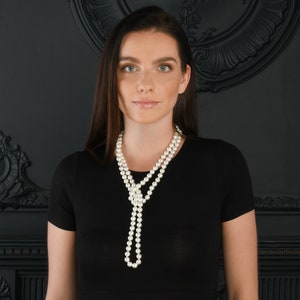 Extra Long Pearl Necklace for Women, 55-inch Long Pearl Necklace for Women with White Shell Pearls, Stylish long Necklace With Shell Pearls image 5