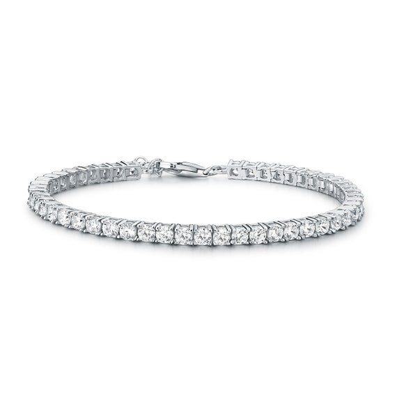 925 Sterling Silber Tennis Armband mit 3mm weißen Zirkonia für Frauen,  Tennis Armband mit weißen Steinen für Mädchen in Silber