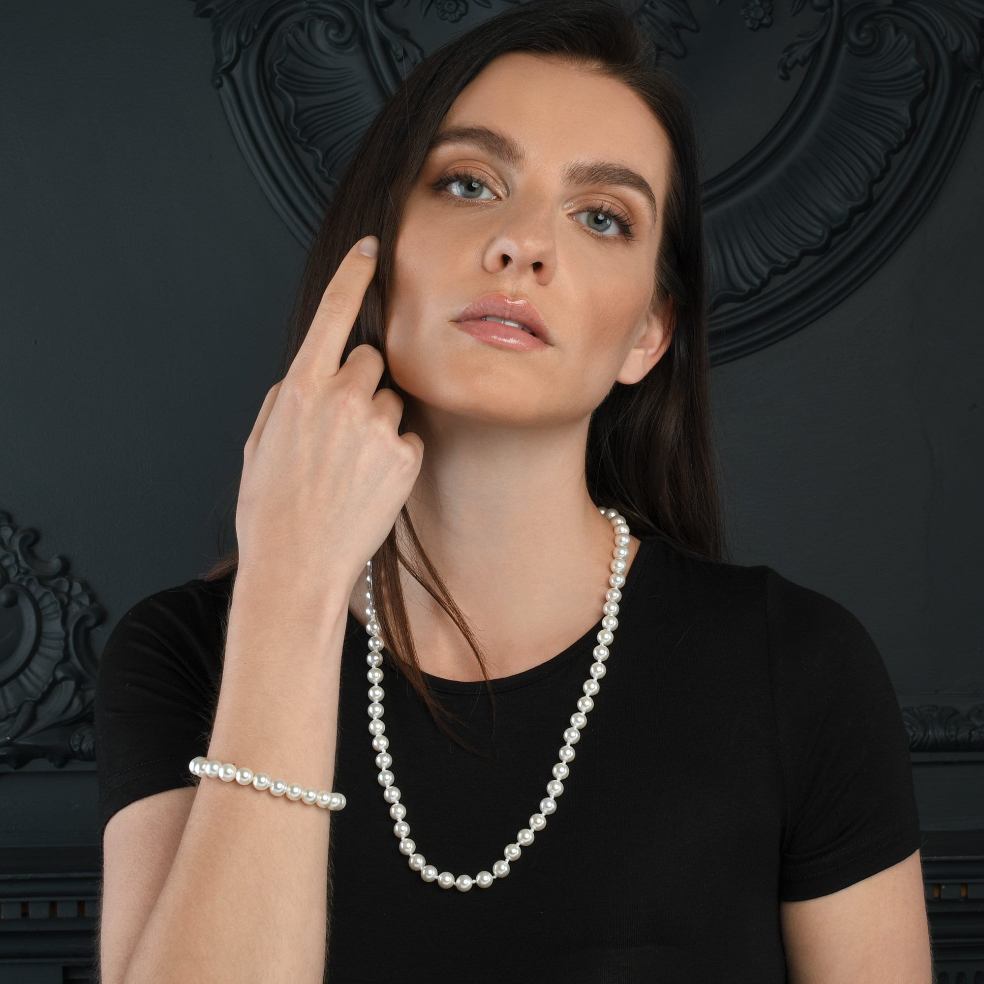 Long Pearl Necklace for Women, 24-inch Long Pearl Necklace