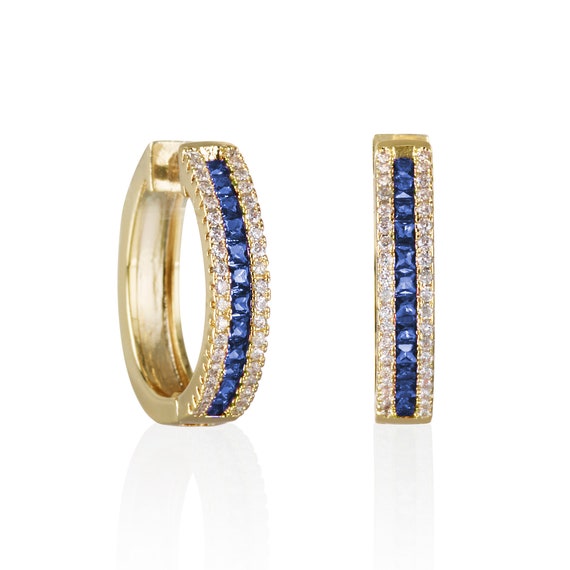 Orecchini A Cerchio Colorati Hellodr – Piccoli Cerchi Con Cristalli Zirconia Cubica, Ipoallergenici, Placcati Oro 14K (1,7 Cm)