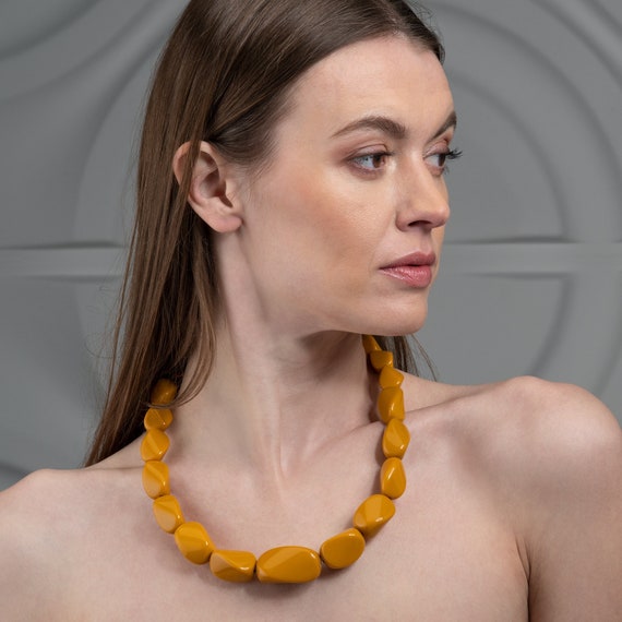 Mustard Yellow Jacey Triple Strand Necklace – Sylca Designs