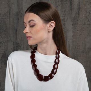 ZAVANA Collana Grande Donna In Resina Bianca E Nera - Lunga 45 Cm - Fatta A Mano Stile Bohémien