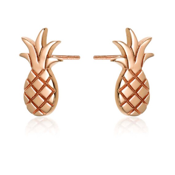 Rose gold pineapple earrings deals