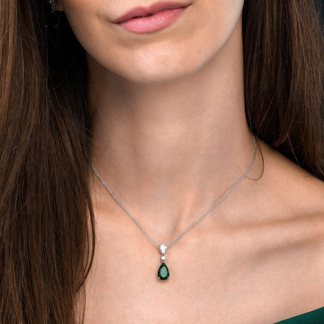 Personalized Gifts For Women Personalized Gold Birthstone Initial Drop Necklace • Silver 925 • Engraved Dainty Gemstone Jewelry For Mom Or Grandma • Christmas Gift 2 Stones