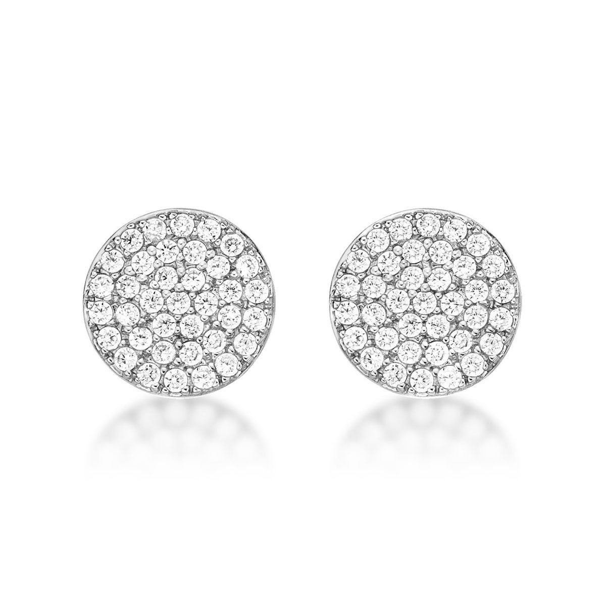 925 Sterling Silver Diamante Disc Earrings With Cubic