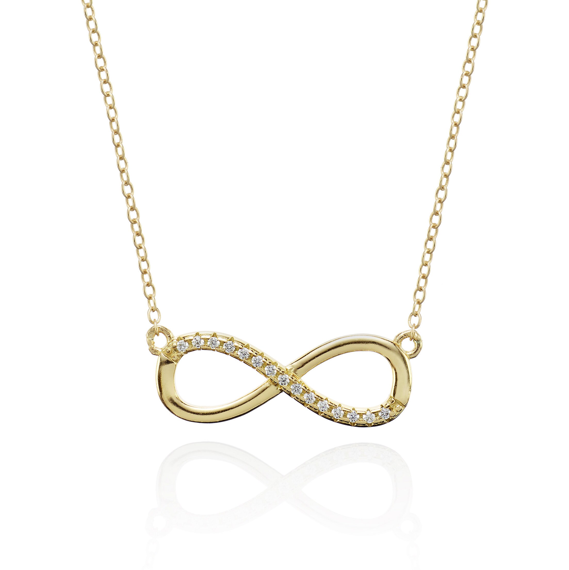 Gold Infinity Necklace for Women, Gold Plated 925 Sterling