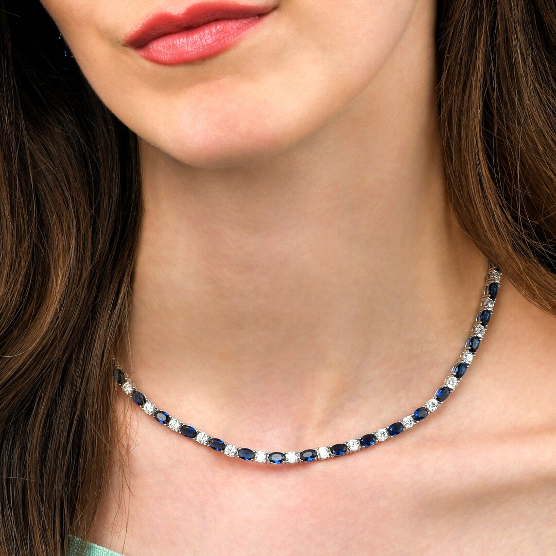 ベストセラー♪【CRAFTD London】Blue Tennis Chain Silver 3mm Blue Tennis Chain Necklace 3mm | CRAFTD London
