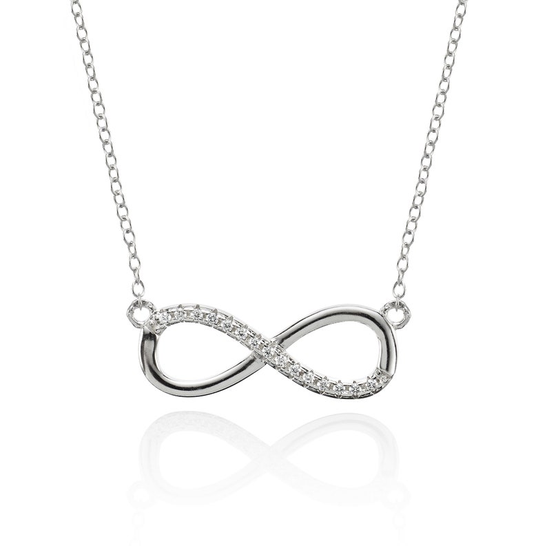 Silver Infinity Necklace with Cubic Zirconia, Rhodium Plated 925 Sterling Silver Chain Necklace, Diamante Silver Infinity Necklace for Women image 2