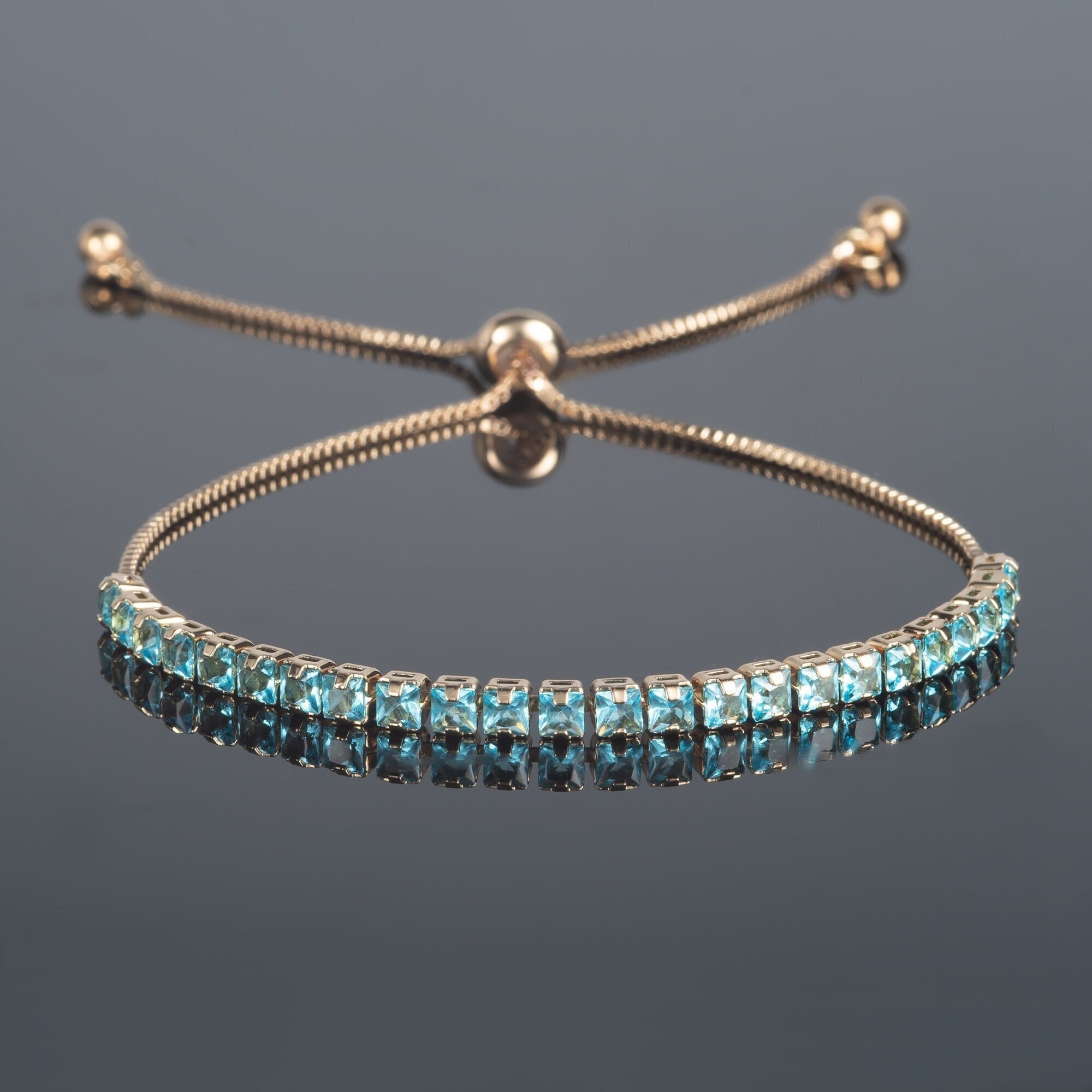 Gold Tennis Bracelet With Light Blue Stones Light Blue Bracelet