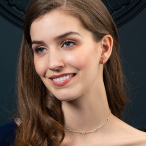 Gold Choker Necklace for Women, Gold Plated 925 Sterling Silver Heart Choker Collar Necklace with Cubic Zirconia Stones, Gold Heart Chokers image 4
