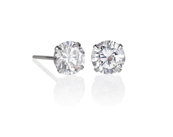 Orecchini A Bottone In Argento 925 Con Zirconi AAA 6 Mm | Colori Mese Di Nascita | Regalo Donna - 4