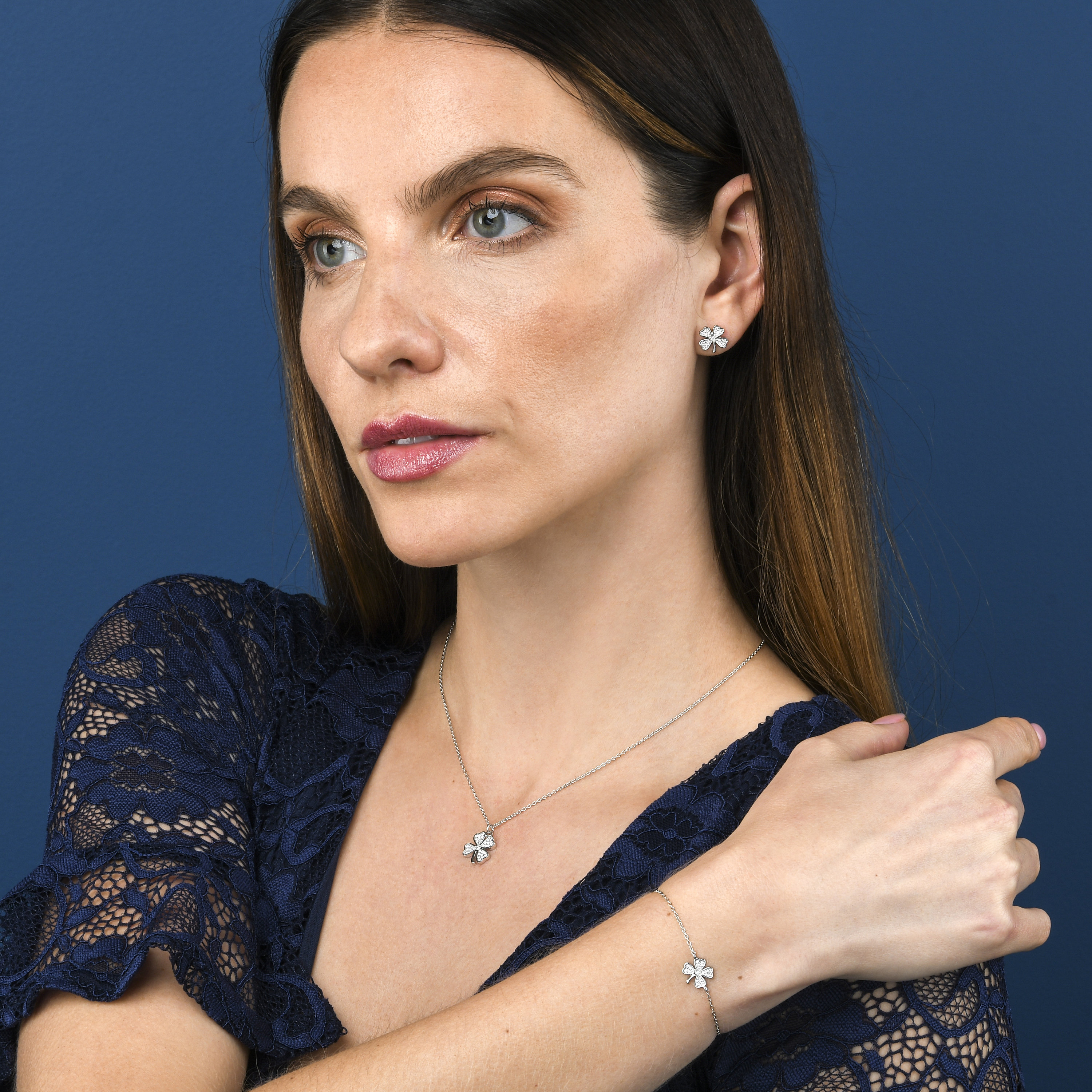 Collana in argento sterling con quadrifoglio: ciondolo a forma di cuore con zirconi cubici - Italia